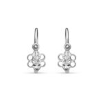 Fehér arany virágos baba fülbevaló fehér cirkónia kövekkel - BF51