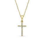 Arany pici kereszt medál fehér cirkónia kövekkel - M1SC