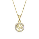 Arany pici életfa medál fehér cirkónia kövekkel - M2SC