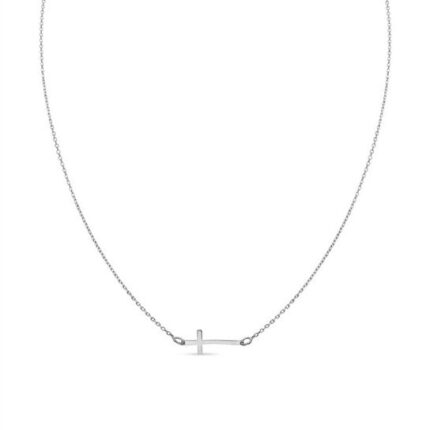 Fehér arany női nyaklánc kereszt medállal állítható hosszúsággal (42/45 cm) - L3F