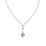 Fehér arany női nyaklánc fix levél medállal állítható hosszúsággal (42/45 cm) - L6F