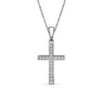 Fehér arany kereszt medál fehér cirkónia kövekkel - M5FC