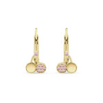 Arany cseresznyés gyerek fülbevaló világos rózsaszín cirkónia kövekkel - GYF54