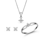 Női fehér arany ékszer szett cirkónia kövekkel - SZETT305FC