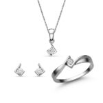 Női fehér arany ékszer szett cirkónia kövekkel - SZETT334FC