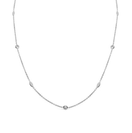 Fehér arany női nyaklánc cirkónia kövekkel állítható hosszúsággal (42/45 cm) - L8F