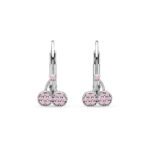 Fehér arany cseresznyés gyerek fülbevaló világos rózsaszín cirkónia kövekkel - GYF62