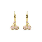 Arany cseresznyés gyerek fülbevaló világos rózsaszín cirkónia kövekkel - GYF64