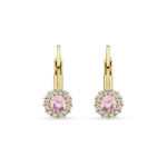 Arany sok köves gyerek fülbevaló fehér és világos rózsaszín cirkónia kövekkel - GYF74