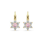 Arany virágos gyerek fülbevaló fehér és világos rózsaszín cirkónia kövekkel - GYF84